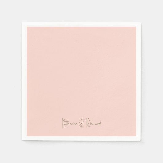 Moderne doopvont Blush & Gouden Script Naam Cockta Servet (Voorkant)