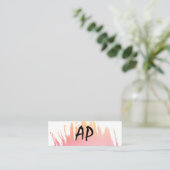 Moderne Doopvont met kleurengeborsteld monogram Mini Visitekaartje (Staand voorkant)