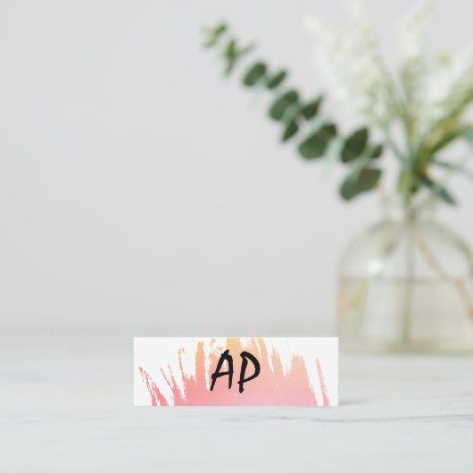 Moderne Doopvont met kleurengeborsteld monogram Mini Visitekaartje