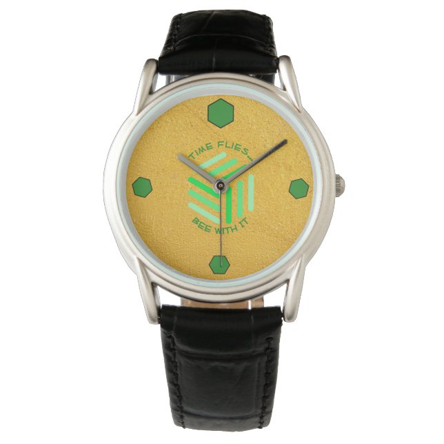 Moderne door bijen geïnspireerde Hexagon Watch Horloge (Voorkant)