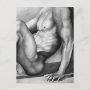 Moderne, door de hand getrokken Kunst Male Bodybui Briefkaart