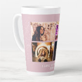 Moderne doorschijnende Blush Roze 4 Foto Collage F Latte Mok (Linkerhoek)