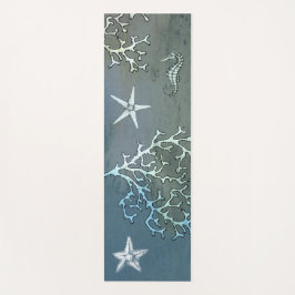 Moderne doorsnede Waterverf fitness oefent blauw u Yogamat