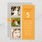 Moderne Dot Photo Birthday Invitation (Sunset) Kaart (Voorkant / Achterkant)