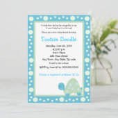 Moderne dot Turtle 5x7 Aqua/Groen Baby shower Kaart (Staand voorkant)