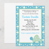 Moderne dot Turtle 5x7 Aqua/Groen Baby shower Kaart (Voorkant / Achterkant)