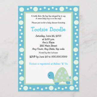 Moderne dot Turtle 5x7 Aqua/Groen Baby shower Kaart