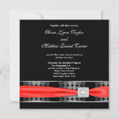 Moderne Dot Zwart Wit Rood Classy Black Wedding Kaart (Voorkant)