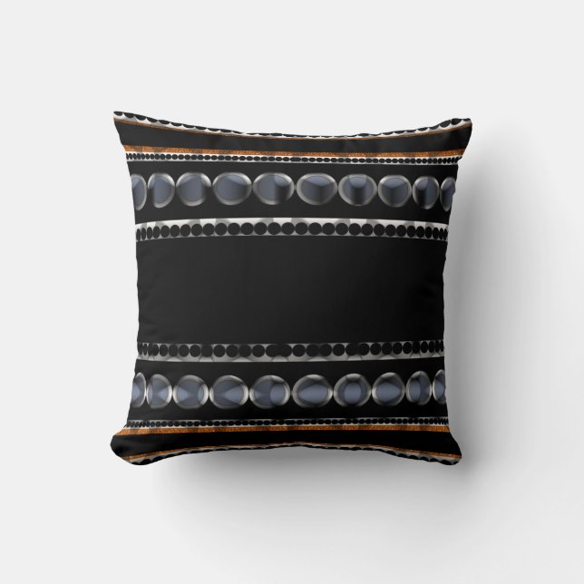 Moderne Dotty Stripes Black+Grey Patroonkussen Kussen (Voorkant)