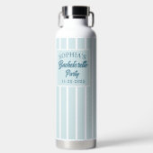 Moderne douane vrijgezellenfeest Naam Datum Blauw Waterfles (Voorkant)