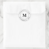 Moderne Douanenaam Datum Monogram Bruiloft Ronde Sticker (Tas)