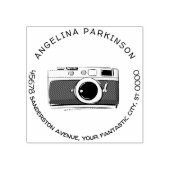 Moderne douanenaam Logo Camera Terugkeeradres Rubberstempel (Afrduk)