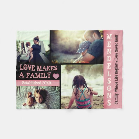 Moderne douanetekst en gepersonaliseerde fotocolla fleece deken (Voorkant (Horizontaal))