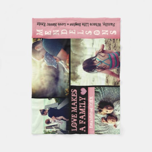Moderne douanetekst en gepersonaliseerde fotocolla fleece deken (Voorkant)