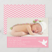 Moderne Dove Baby Girl Baptisme Invitaties Kaart (Voorkant / Achterkant)