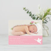 Moderne Dove Baby Girl Baptisme Invitaties Kaart (Staand voorkant)