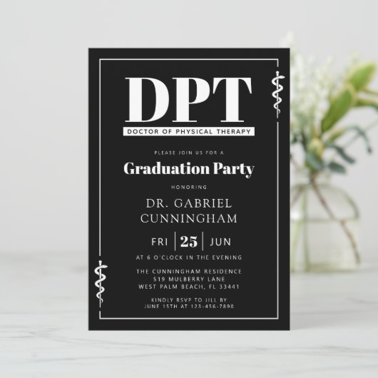 Moderne DPT Doctor of Physical Therapy Afstuderen Kaart (Staand voorkant)