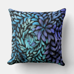 Moderne draai, blauwgroen en blauw canvas kussen
