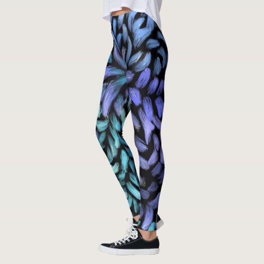 Moderne draai, blauwgroen en blauw canvas leggings (Links)