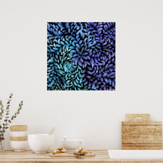 Moderne draai, blauwgroen en blauw canvas poster (Keuken)