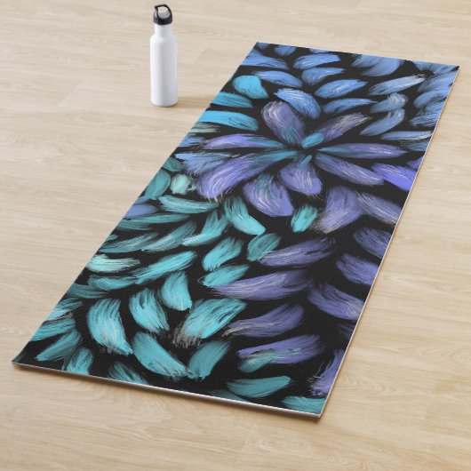 Moderne draai, blauwgroen en blauw canvas yogamat (In situ)