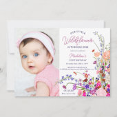 Moderne draaiende bloem, foto 1e verjaardag kaart (Voorkant)