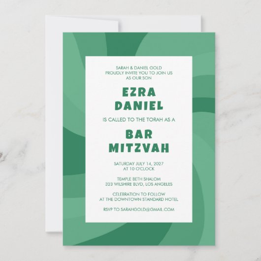 Moderne Draaiende Ster van David Aangepaste Bar Mi Kaart (Voorkant)