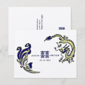Moderne Draak-Fenix Chinese Trouw Uitnodiging (Voorkant / Achterkant)