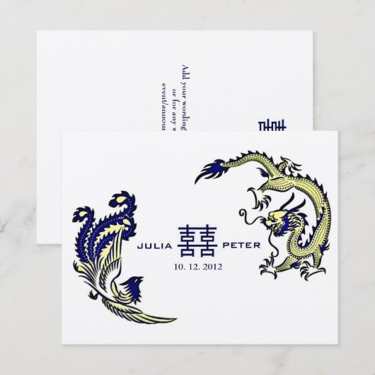 Moderne Draak-Fenix Chinese Uitnodiging voor een T (Voorkant / Achterkant)