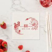 Moderne Draak-Fenix Persoonlijke Chinese Trouwdag Servetten (Insitu)