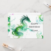 Moderne Dragon Magic Verjaardag Kaart (Voorkant / Achterkant in situ)