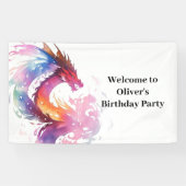 Moderne Dragon Magic Verjaardagsbanner Spandoek (Horizontaal)