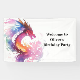 Moderne Dragon Magic Verjaardagsbanner Spandoek