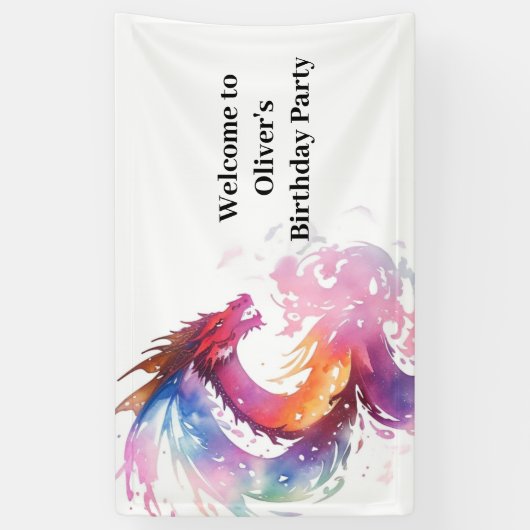 Moderne Dragon Magic Verjaardagsbanner Spandoek (Verticaal)