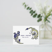 Moderne Dragon-Phoenix Chinese bruiloft RSVP Informatiekaartje (Staand voorkant)