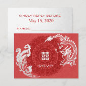 Moderne Dragon-Phoenix Chinese bruiloft RSVP Kaartje (Voorkant / Achterkant)