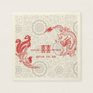 Moderne Dragon-Phoenix gepersonaliseerde Chinese b Servet