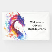 Moderne Dragon Verjaardagsbanner Spandoek (Horizontaal)