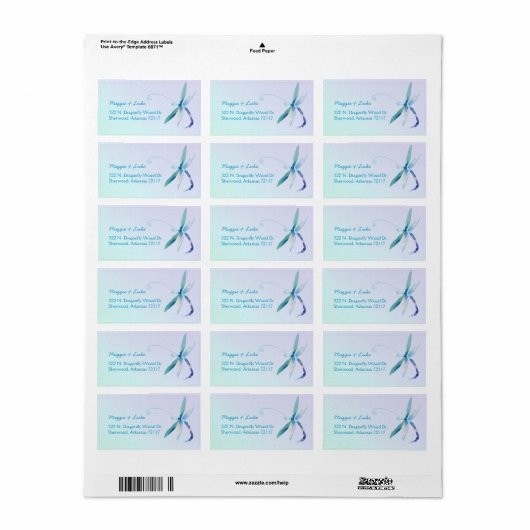 Moderne Dragonfly Bruiloft Retouradres Labels (Full Sheet)