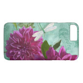 Moderne Dragonfly met Paarse Dahlia Flowers Case-Mate iPhone Case (Achterkant (Horizontaal))