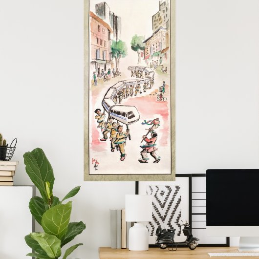 Moderne drakendansers poster (Thuiskantoor)