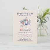 Moderne Drank Sketch Stock De Bar Koppel Bruiloft Kaart (Staand voorkant)