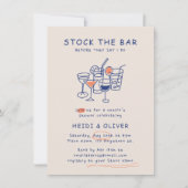Moderne Drank Sketch Stock De Bar Koppel Bruiloft Kaart (Voorkant)