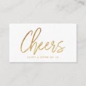 Moderne drankkaart in goud folie script "Cheers" Informatiekaartje (Voorkant)