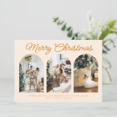 Moderne drie Arch Curve-foto met Kerstmis Terracot Feestdagenkaart (Staand voorkant)