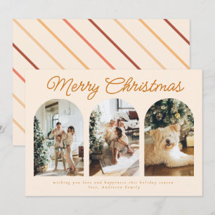 Moderne drie Arch Curve-foto met Kerstmis Terracot Feestdagenkaart