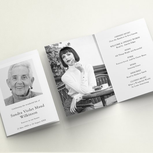 Moderne drie foto begrafenis volgorde van service