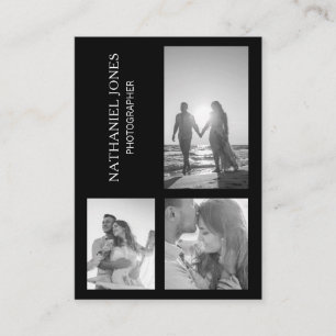 Moderne drie foto Collage Black fotograaf Visitekaartje