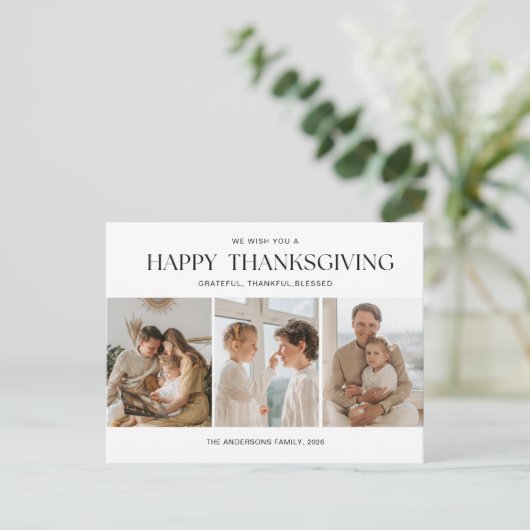 Moderne drie foto collage Thanksgiving Briefkaart (Staand voorkant)