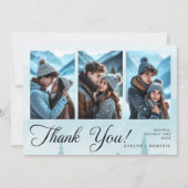 Moderne Drie Foto Collage Winter Huwelijk Bedankkaart (Voorkant)